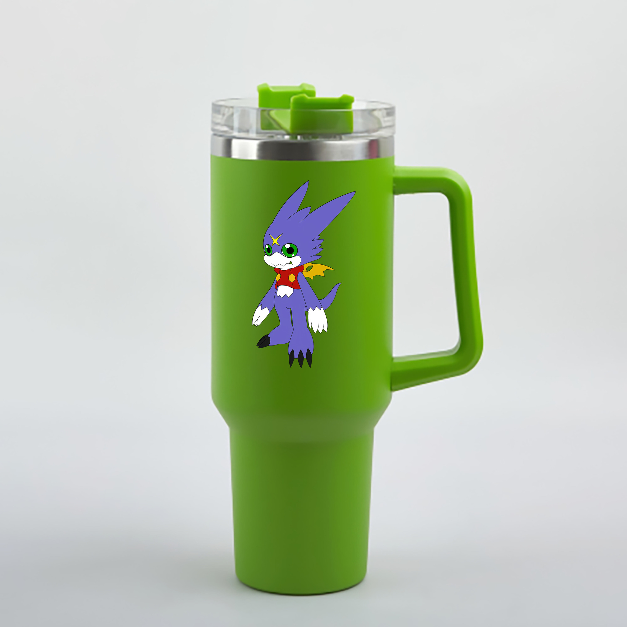 （画像用） Digimon デジタルモンスター/デジモン 1200mL車用タンブラー - クリスタルステッカー（プラスチックストロー付き）